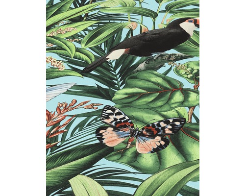 Tapeta se vzorem ptáků, motýlů a rostlin