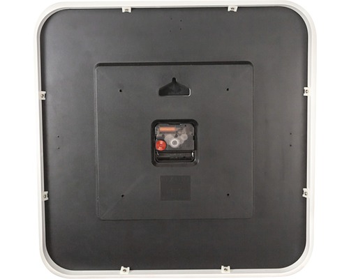 Zadní strana čtvercových nástěnných hodin se závěsem