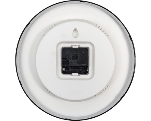 Zadní strana nástěnných hodin s prostorem pro baterie a závěsným zařízením