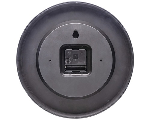 Zadní strana kulatých nástěnných hodin s hodinovým strojkem