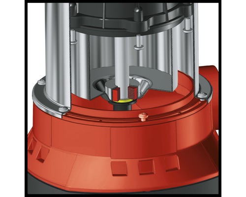 Řez ponorným čerpadlem znázorňující vnitřní součásti