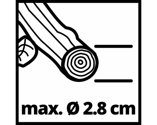 Symbol: Maximální průměr dřeva 2,8 centimetrů