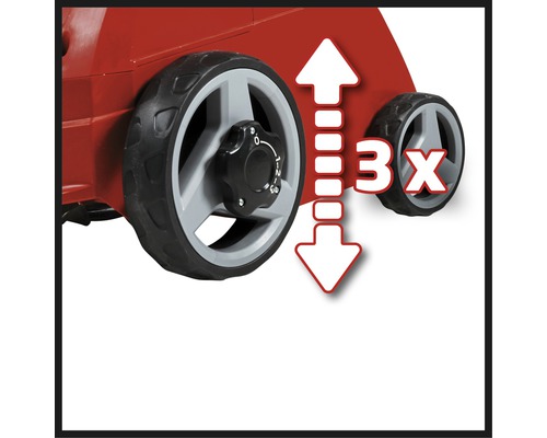 Třínásobně nastavitelná kolečka pro vertikutátor