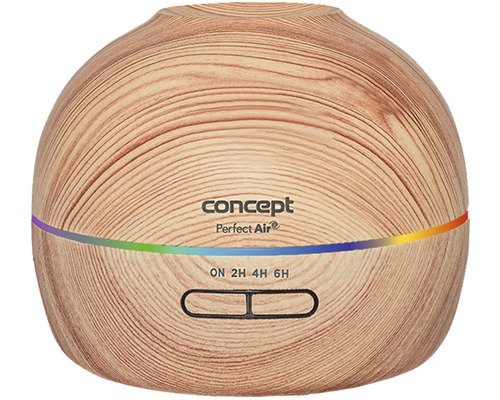 Zvlhčovač vzduchu s dřevěnou strukturou a logem Concept Perfect Air