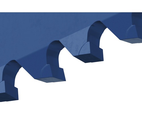 Detailní pohled na modrý ozubený řemen.