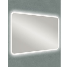 Obdélníkové zrcadlo se zaoblenými rohy a LED osvětlením do koupelny