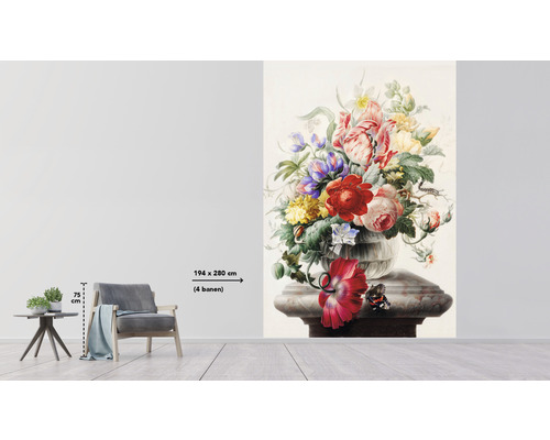 Nástěnná malba s květinovým aranžmá ve formátu 194 x 280 cm