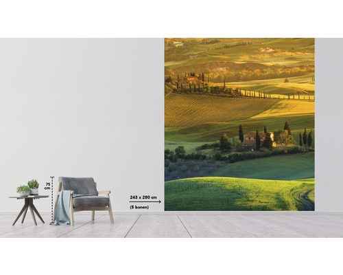Vliesová tapeta s toskánskou krajinou, rozměry 243 x 280 centimetrů