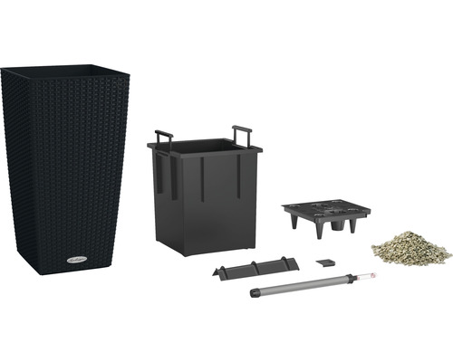 Kompletní květináč s vložkou, zavlažovací sadou, ukazatelem hladiny vody a rostlinným granulátem