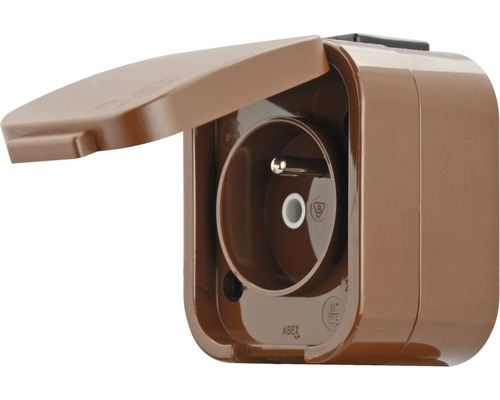 Venkovní zásuvka s otevřeným víkem