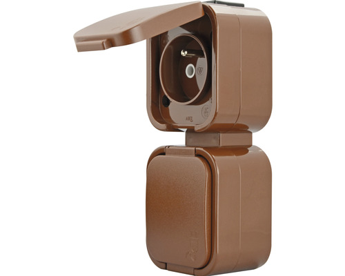 Dvojitá zásuvka pro venkovní použití s výklopným víkem