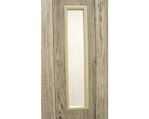 Dřevěné dveře s obdélníkovou skleněnou vložkou