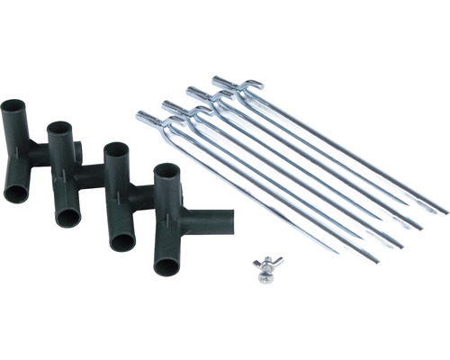 Zemní kotva, spojky a křídlová matice pro zahradní zavlažování