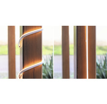 LED pásek na dřevěném sloupku