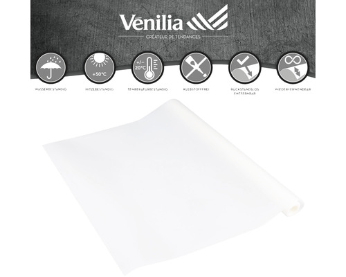 Logo Venilia, voděodolný, tepelně odolný do 50 stupňů Celsia, teplotně odolný, bez lepidla, odstranitelný beze zbytků, opakovaně použitelný