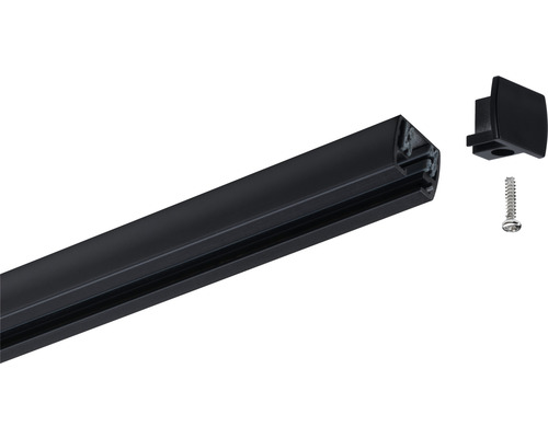 Černá napájecí lišta s koncovkou a šroubem