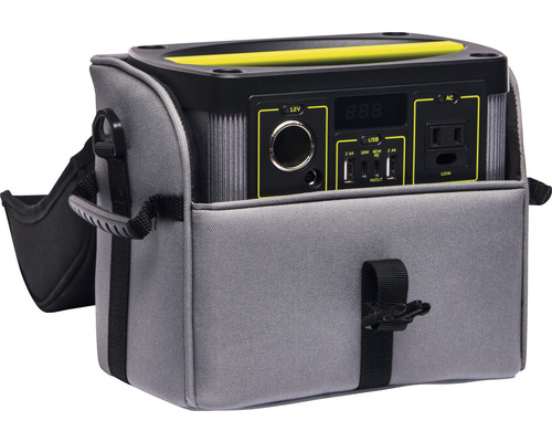 Přenosná napájecí stanice v šedé brašně