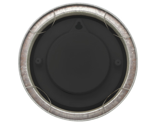 Kulaté nástěnné hodiny s kovovým rámem a závěsem