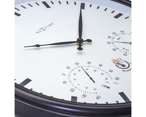 Nástěnné hodiny Nextime s teploměrem a vlhkoměrem
