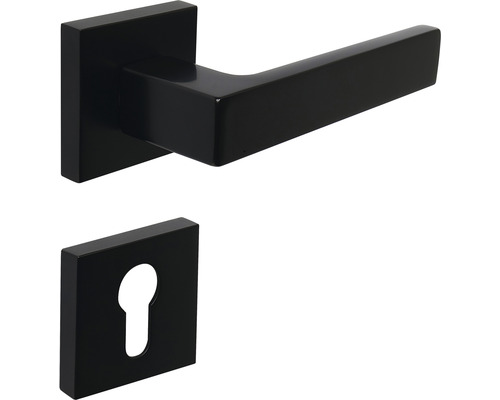 Černá interiérová dveřní souprava se čtvercovou rozetou a rozetou pro klíč