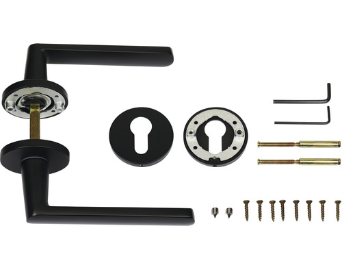 Sada kliky ke dveřím s rozetami a upevňovacím materiálem