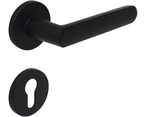 Černá sada kliky ke dveřím s klíčovou rozetou