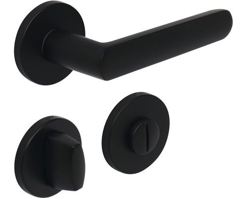 Černá sada kliky dveří s otočným knoflíkem