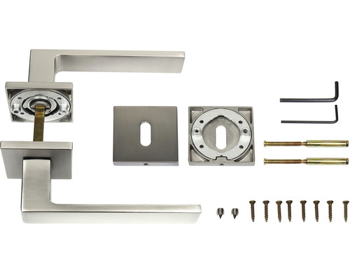 Sada kliky ke dveřím s rozetami, šrouby a montážním nářadím