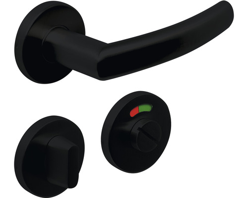 Černá WC souprava s klikou a otočným knoflíkem