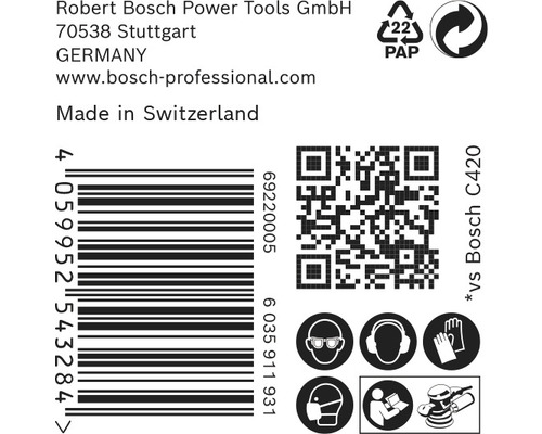 Informace o společnosti Robert Bosch Power Tools GmbH, čárový kód, QR kód a bezpečnostní pokyny