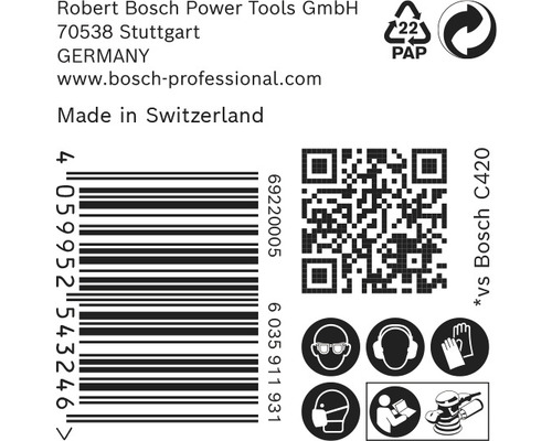 Informace o Robert Bosch Power Tools GmbH, čárový kód, QR kód a bezpečnostní pokyny