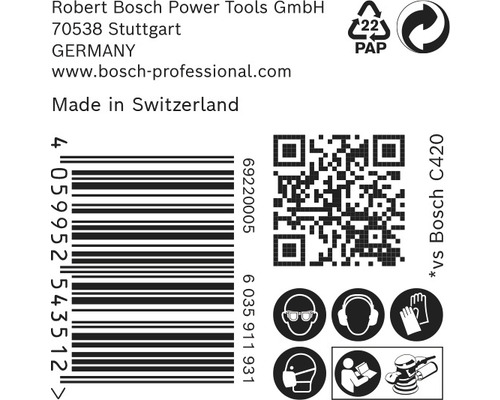 Informace o Robert Bosch Power Tools, čárový kód, QR kód a bezpečnostní opatření