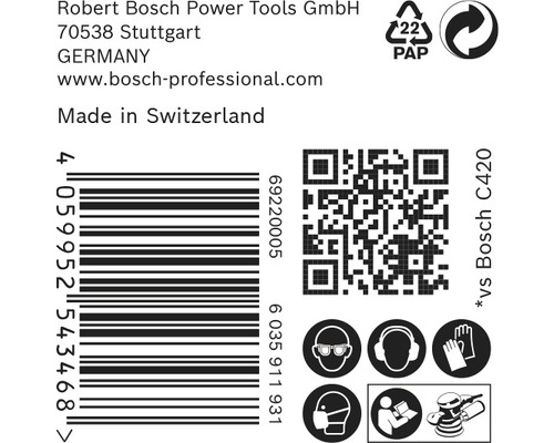 Informace o Robert Bosch Power Tools, čárový kód, QR kód a bezpečnostní pokyny