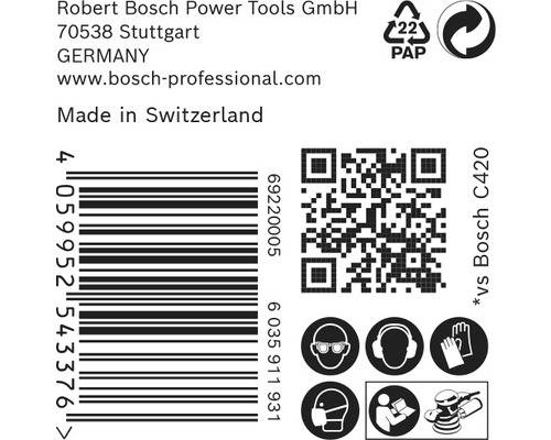 Informace o Robert Bosch Power Tools, čárový kód, QR kód a bezpečnostní pokyny