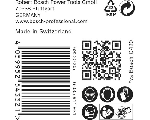 Informace o společnosti Robert Bosch Power Tools GmbH, čárový kód, QR kód a bezpečnostní pokyny