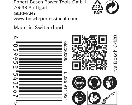 Informace o Robert Bosch Power Tools, čárový kód, QR kód a bezpečnostní pokyny