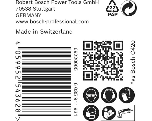 Informace o Robert Bosch Power Tools GmbH, čárový kód, QR kód a bezpečnostní pokyny