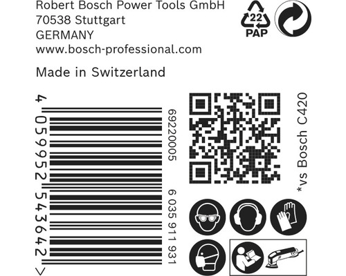 Informace o Robert Bosch Power Tools GmbH, čárový kód, QR kód a bezpečnostní pokyny