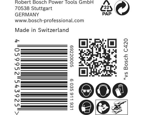 Informace o Robert Bosch Power Tools, čárový kód, QR kód a bezpečnostní pokyny