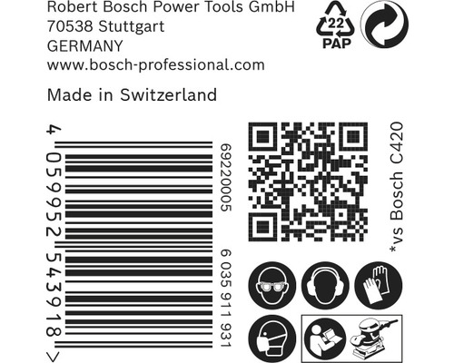Informace o Robert Bosch Power Tools GmbH, čárový kód, QR kód a bezpečnostní pokyny