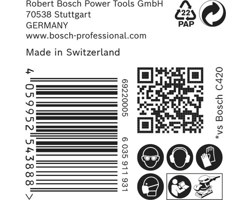 Informace o Robert Bosch Power Tools GmbH, čárový kód, QR kód a bezpečnostní pokyny