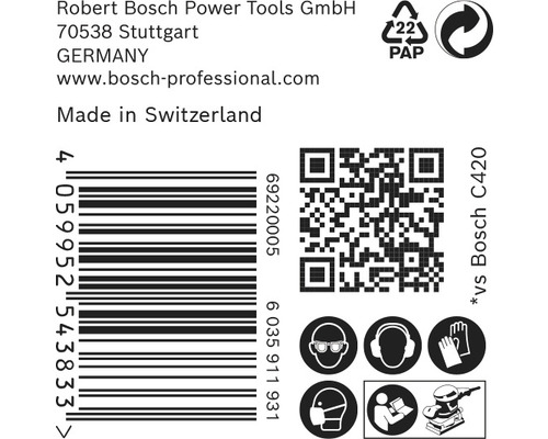 Informace o Robert Bosch Power Tools GmbH, čárový kód, QR kód a bezpečnostní pokyny