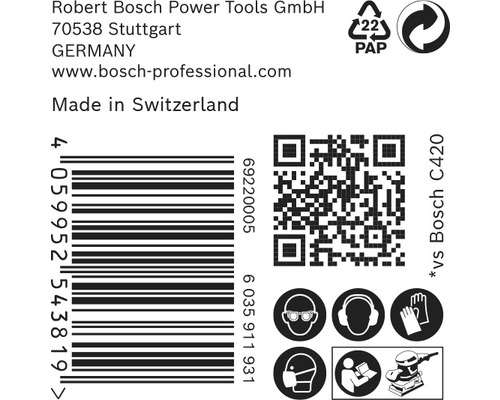 Informace o Robert Bosch Power Tools GmbH, čárový kód, informace o recyklaci, QR kód a bezpečnostní pokyny