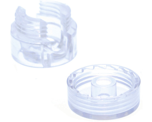 Dva průhledné plastové konektory