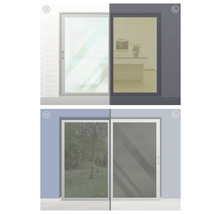 Ilustrace okna, které se ztmavuje v závislosti na denní době