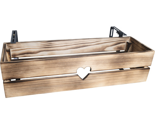 Dřevěný truhlík na květiny se srdcem a držákem