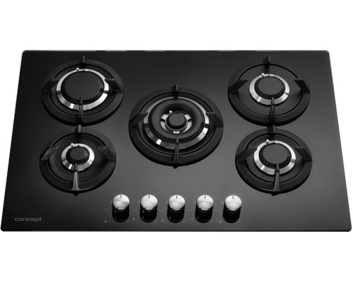 Černá plynová varná deska Concept s pěti hořáky