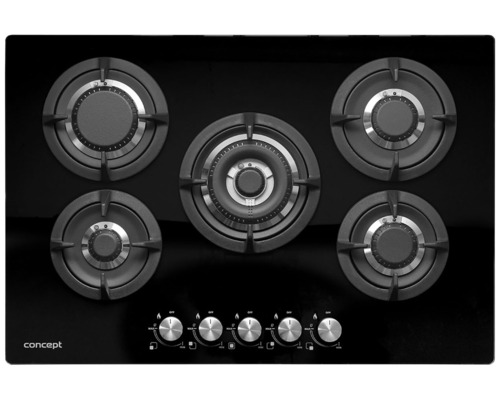 Plynová varná deska s pěti hořáky