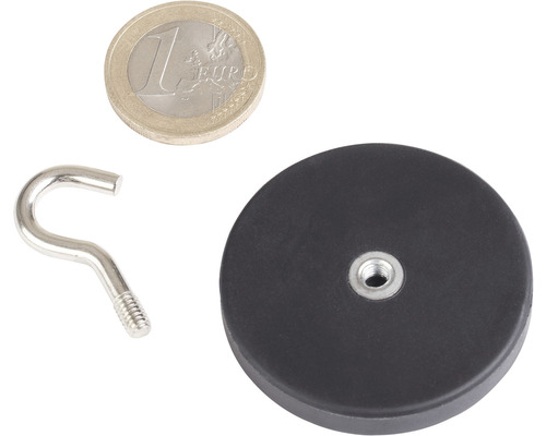 Magnet s hákem a euromincí pro orientaci velikosti