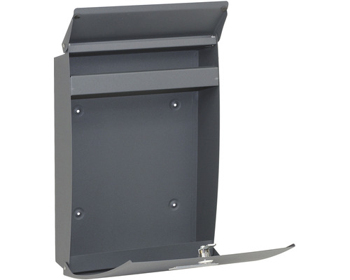 Otevřená šedá poštovní schránka pro montáž na stěnu